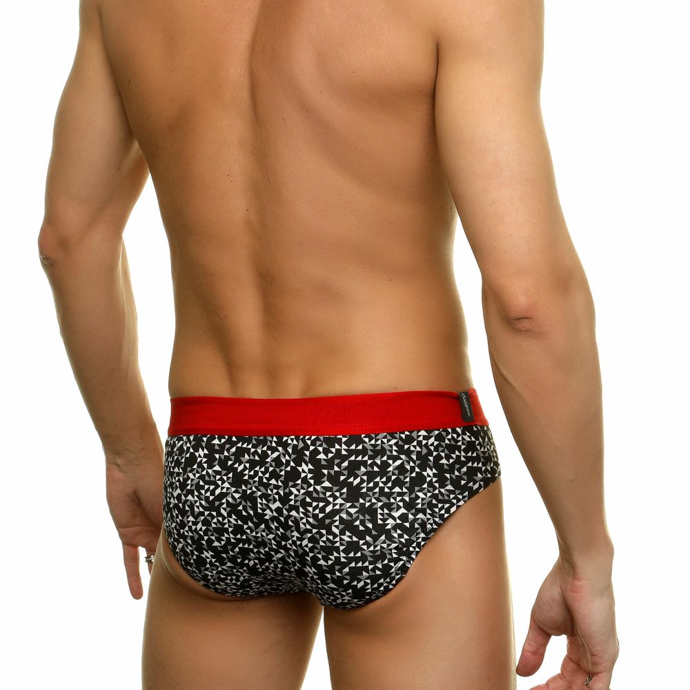 Трусы мужские слипы черные с узором DARKZONE DZN6349