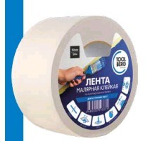 Лента малярная 38мм х 50м клейкая на креп. бумаге 140мкм TOOLBERG  (Лакра) 2010150