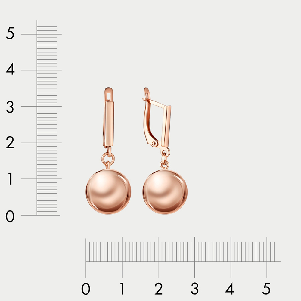 Длинные серьги женские без вставок из розового золота 585 пробы (арт. 02267)