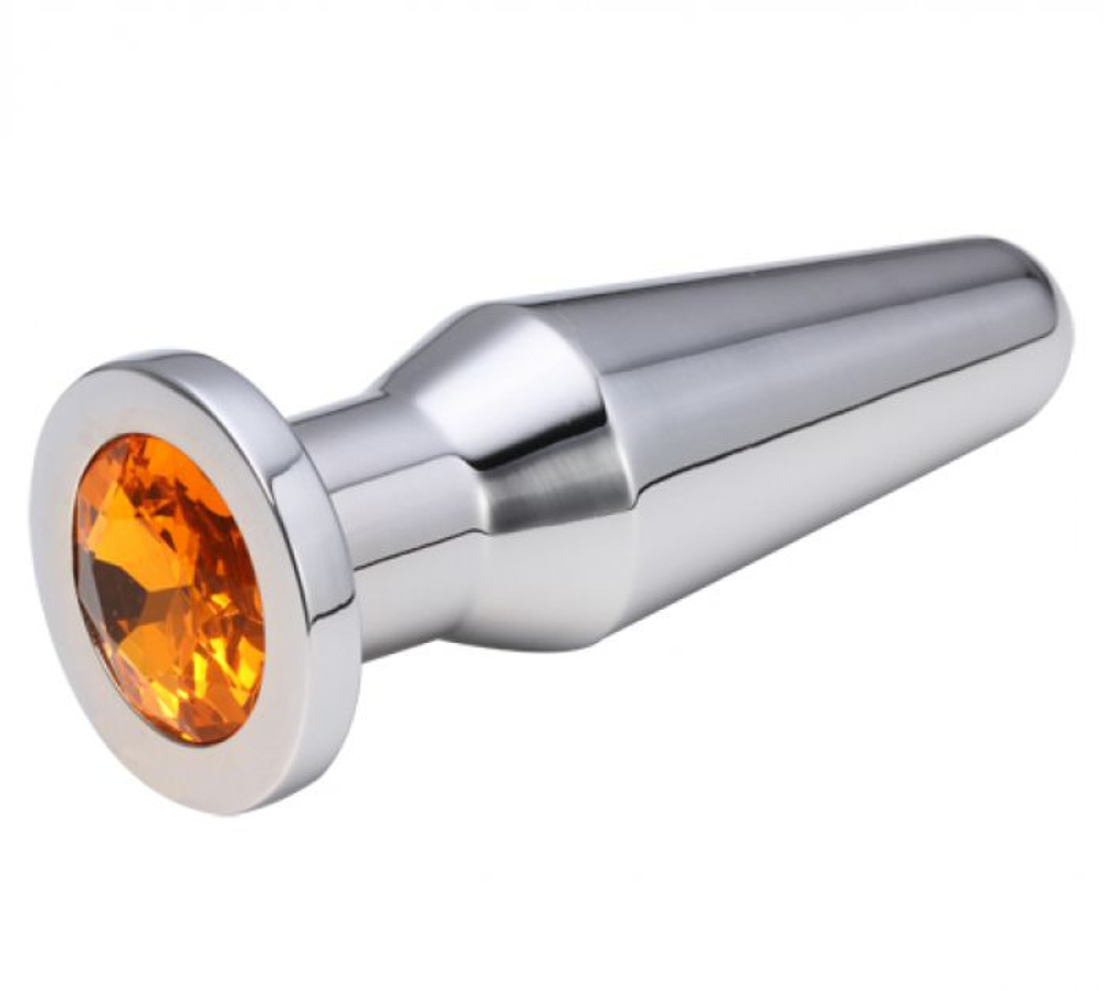 Серебристая втулка с оранжевым кристаллом - 10,2 см. (Цвет: оранжевый)