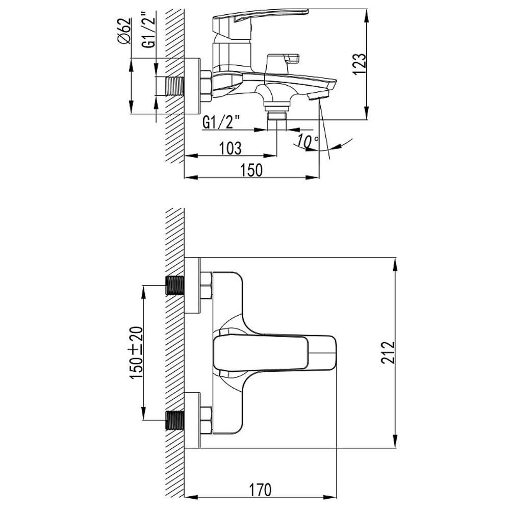 Смеситель для ванны  AZ-HU245910   17813