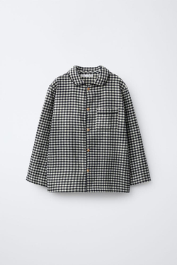 ZARA ПИЖАМА В КЛЕТКУ ВИШИ, ЧЕРНЫЙ/ЭКРЮ