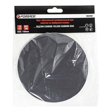 Круг абразивный шлифовальный для липучки на фибровой основе 150мм, 10шт(Grit 280) Forsage F-SD6280S
