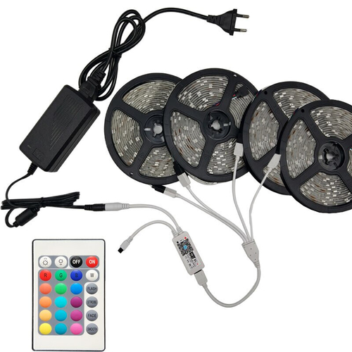Светодиодная лента DC 12 В SMD 5050 RGB LED IP30 Пульт ИК-приемник и адаптер питания 20м