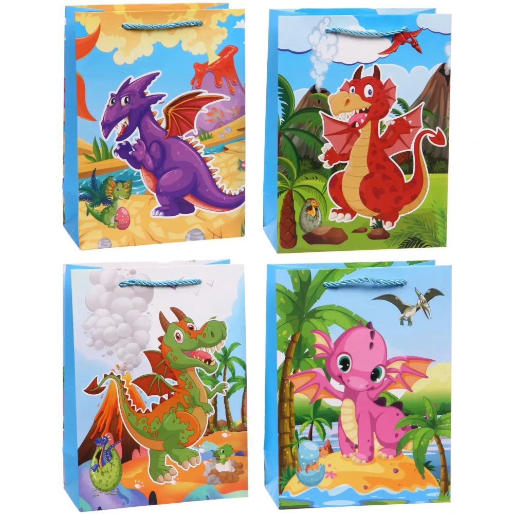 Пакет подарочный «Динозаврик» 18*24*8,5 см, микс