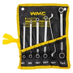 Ключи накидные, отогнутые на 75град., набор 6пр. (6х7, 8х9, 10х11, 12х13, 14х15, 17х19мм) WMC TOOLS WMC-50610P