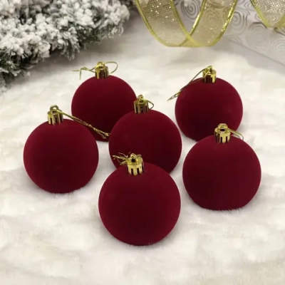 Набор шаров VELOUR «Нежный бархат» 6 см (набор 6 шт), Рубин