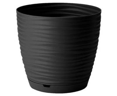 Горшок для цветов с поддоном, 5,4 л, цвет черный