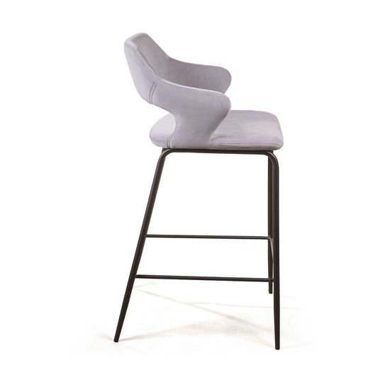 Стул полубарный Woddy, бархат серый