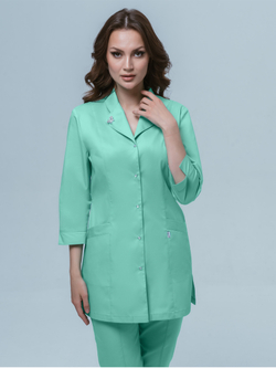 Медицинская блуза женская MediS Бл-308к3/4 клеон проф светло-зеленого цвета