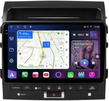 Магнитола для Toyota Land Cruiser 200 2007-2015 (климат на ШГУ, рамка 10) - FarCar 9006-10M на Android 13, QLED+2K, TS10, CarPlay, 4G SIM-слот