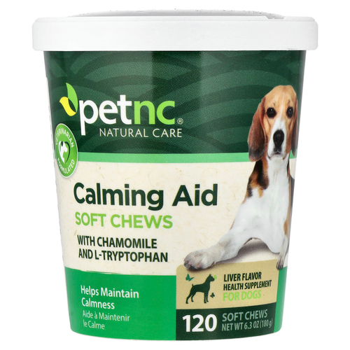 petnc NATURAL CARE, Calming Aid, мягкие жевательные таблетки, для собак, печень, 120 жевательных таблеток, 180 г (6,3 унции)