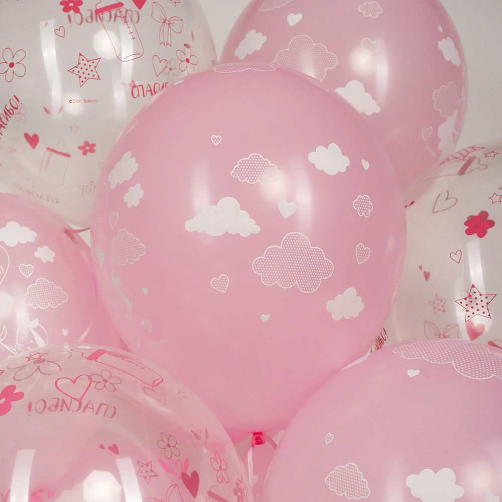 Шар (12''/30 см) Привет, Малышка!, Розовый/Прозрачный, кристалл, 5 ст, 25 шт.