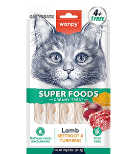 Wanpy Cat Лакомство для кошек «нежное пюре» из ягненка со свеклой и куркумой 70гр.