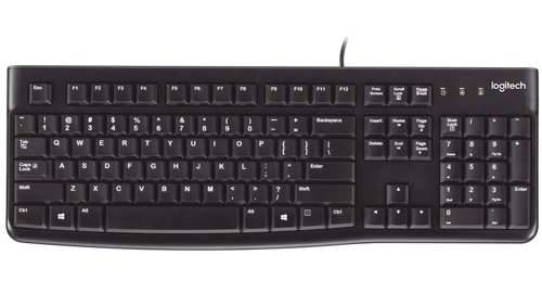 Клавиатура проводная Logitech K120, черный, Retail, мембранная, 1.5м (920-002583)