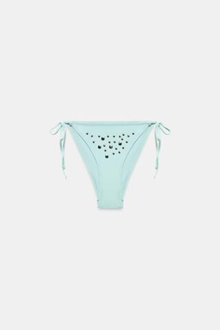 ZARA ПЛАВКИ БИКИНИ С ЗАКЛЕПКАМИ И ЗАВЯЗКАМИ, СВЕТЛО-БИРЮЗОВЫЙ