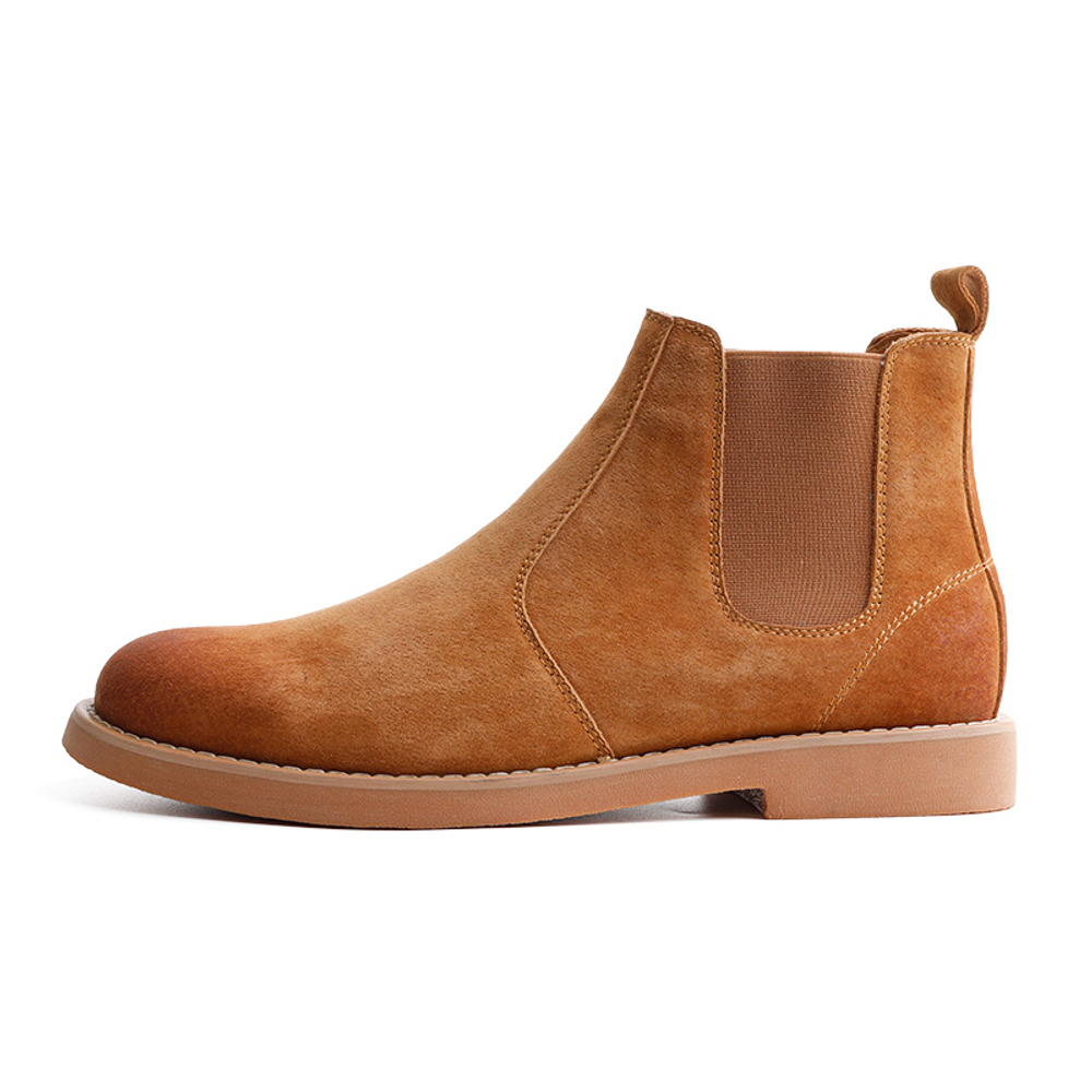MR.A British Style Crew Chelsea Boots Men"s Yellow Brown