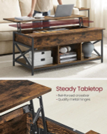 Журнальный столик трансформер VASAGLE LCT205B01V1 с регулируемой высотой, кофейный стол, открытое и скрытое хранение.