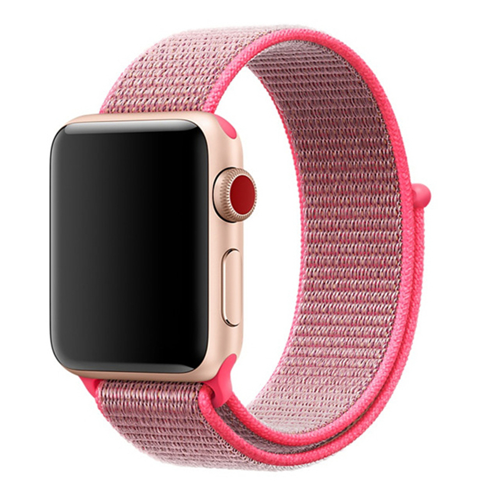 Спортивный нейлоновый ремешок для часов Apple Watch 38 и 40мм, розовый цвет (hot pink)