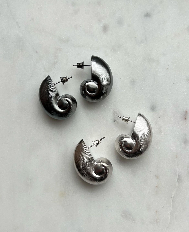 Серьги Bugs черный родий