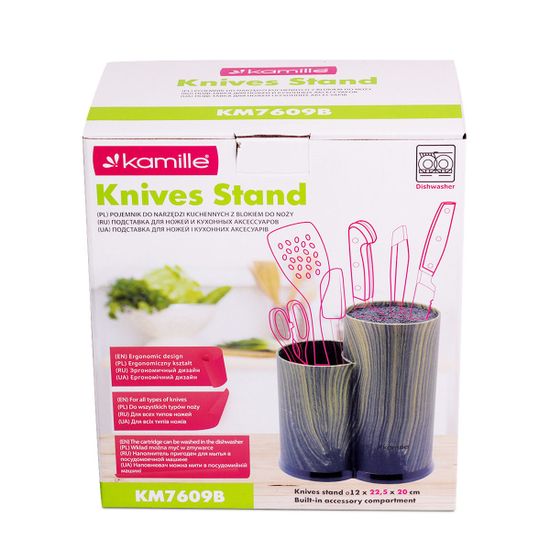 Подставка для ножей двойная 22 см. Kamille KM 7609B