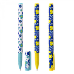 Ручка шариковая Yalong, на масляной основе, "Желтые цветы". 0,7 мм, синяя, игольчатый наконечник, цветной пластиковый корус, карт. уп