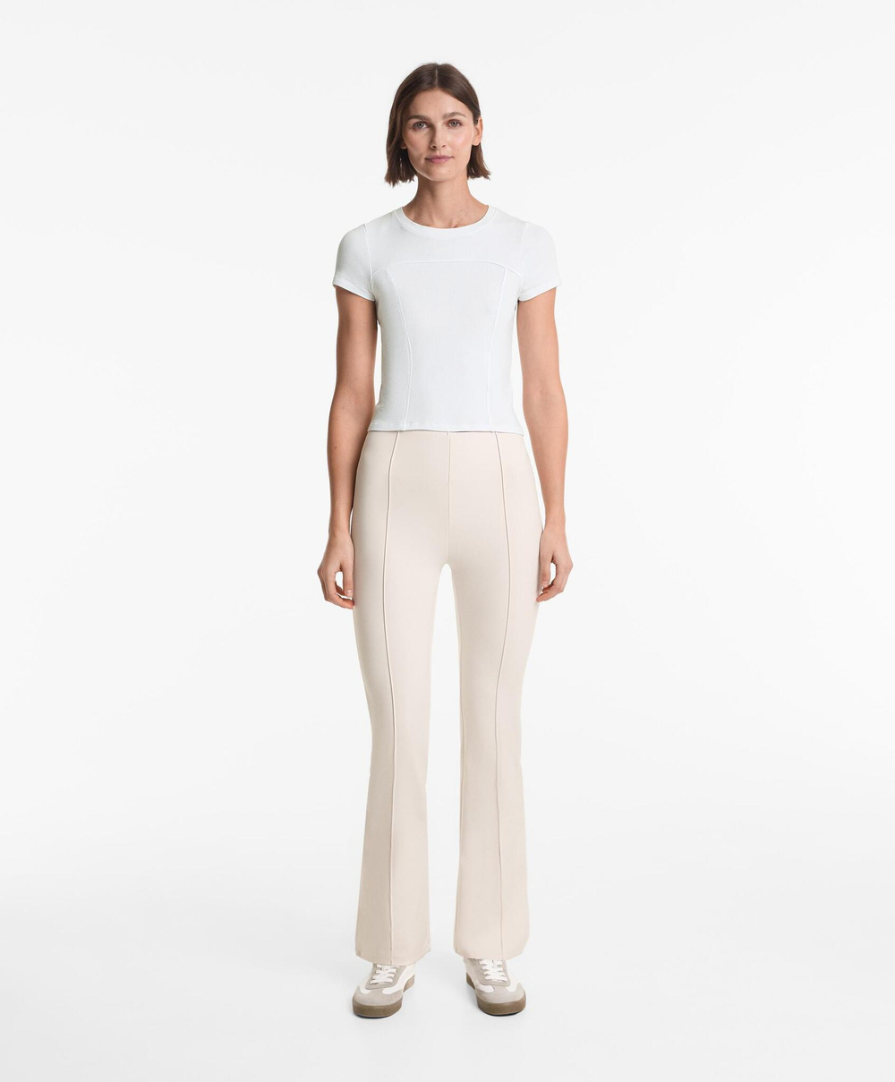 OYSHO Расклешенные брюки с эффектом неопрена, экрю