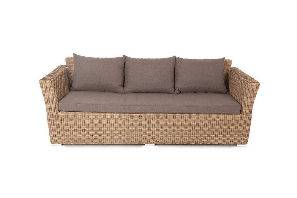 "Капучино" диван из искусственного ротанга трехместный, цвет соломенный