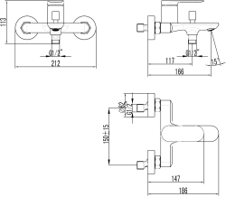 Смеситель для ванны с душем STWORKI Сортланд S10100BK матовый чёрный