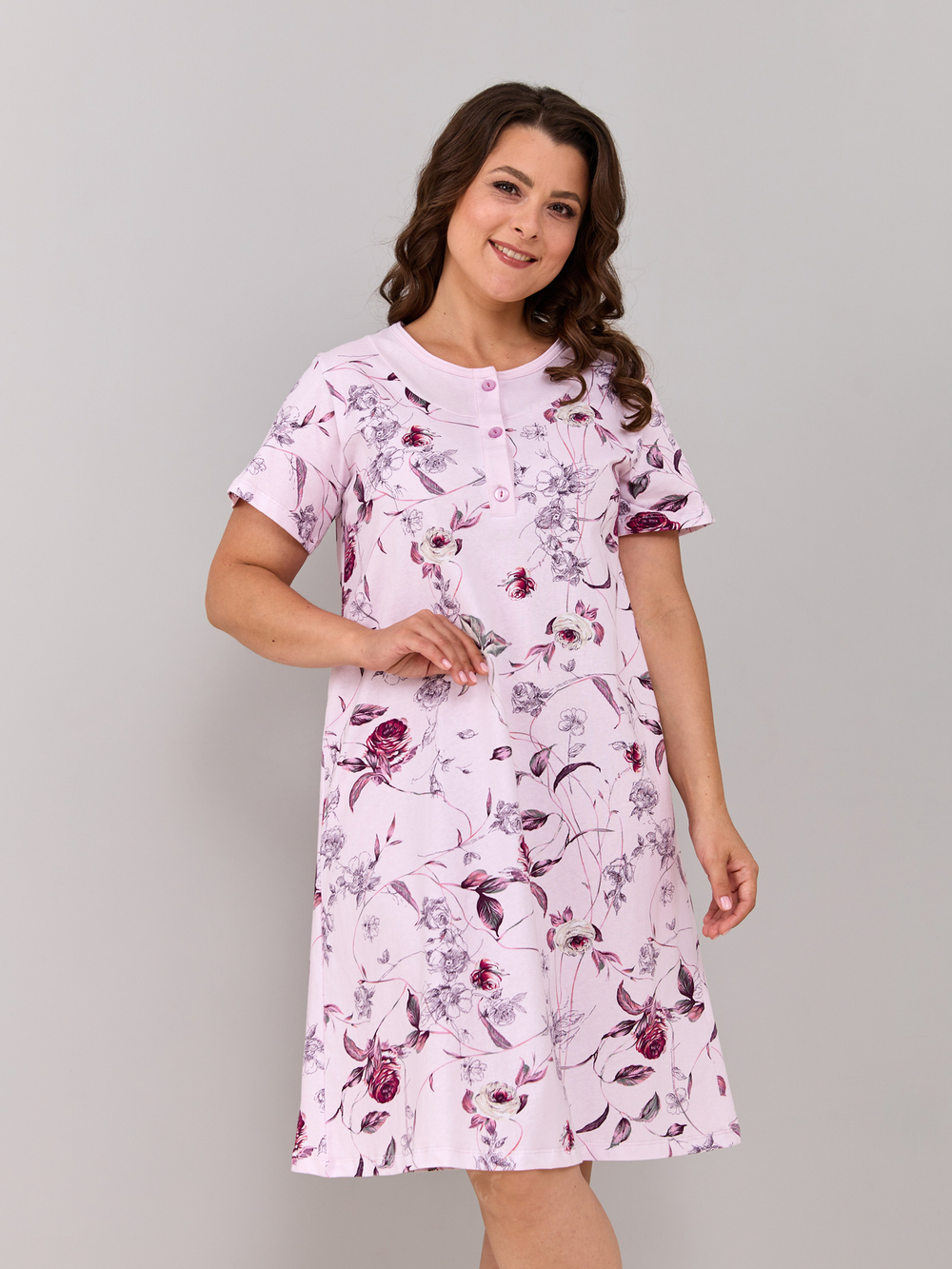 Ночная сорочка С-018/розовый-розы