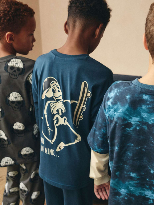 Пижама для мальчика Next K99-115, 3 шт., Синий, Темно-серый