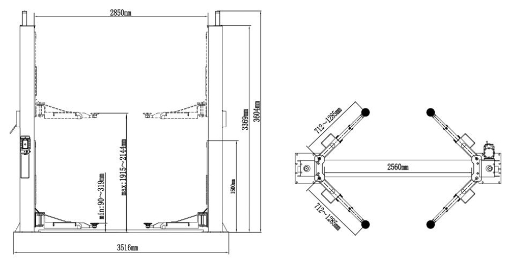 A245M (PEAK 210) Двухстоечный электрогидравлический подъемник 4.5 т.