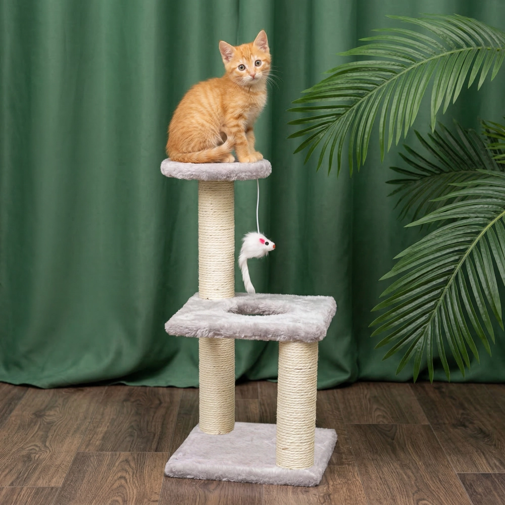 Когтеточка напольная «МУРРРЛЫКА», цвет серый, 40*20*20см