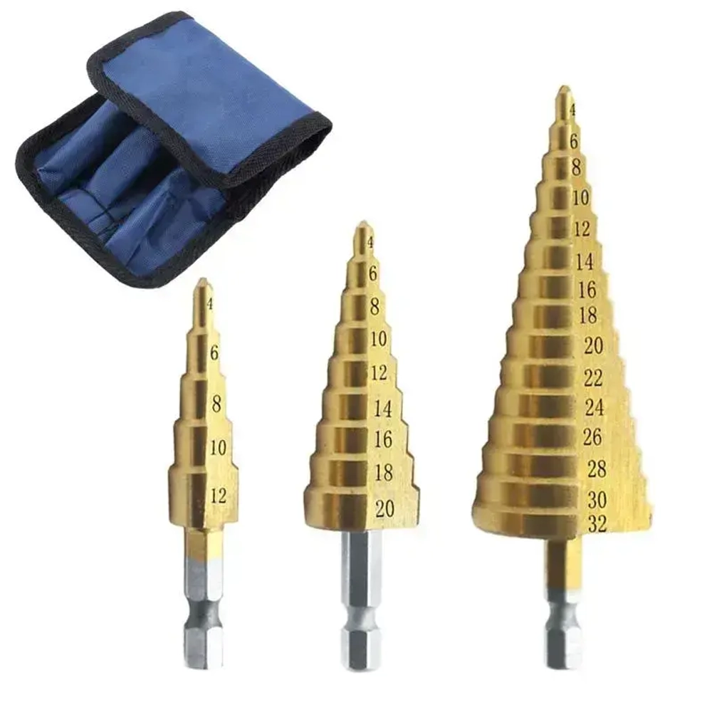 Набор ступенчатых свёрл елочка по металлу и дереву