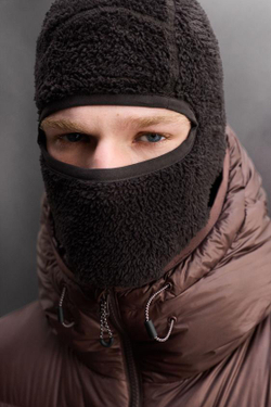 ZARA БАЛАКЛАВА ИЗ ФЛИСА С ТЕКСТУРОЙ ДЛЯ ЛЫЖ, ТЕМНО-КОРИЧНЕВЫЙ