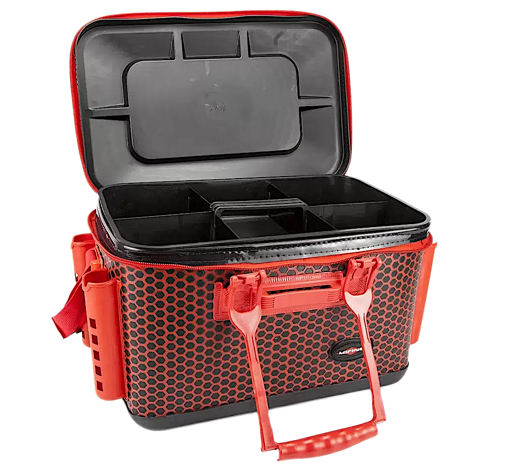 Ящик Mifine YH40 с 4 стаканами для удилищ и полкой 41x26x27см -