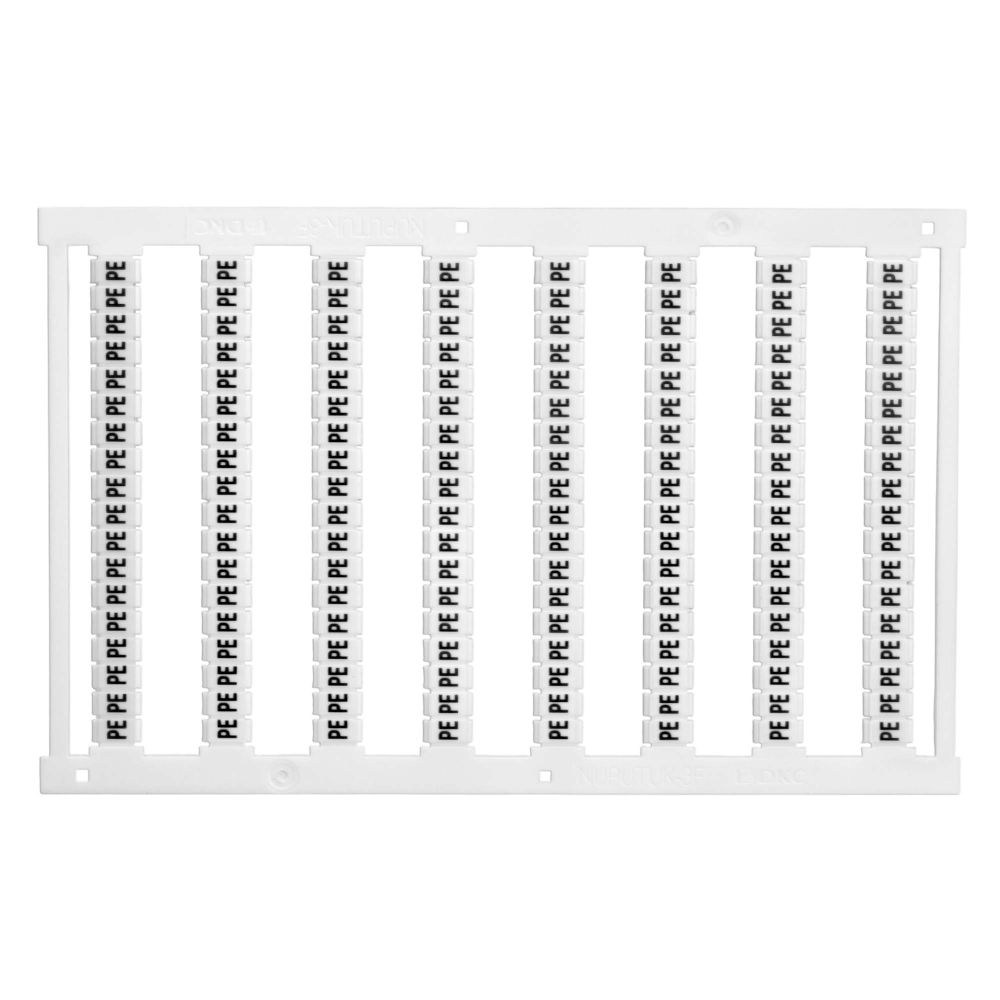 Маркировка для клемм, ширина 3.5 мм, узкая, для клемм Push-in, белая, символы PE, горизонтальная ориентация, 1 шт. = карта из 144 маркеров