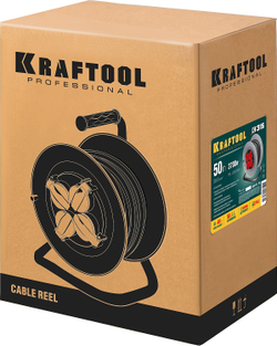 KRAFTOOL K-315, КГ, 3 x 1.5 мм2, 50 м, 3700 Вт, IP44, силовой удлинитель на стальной катушке (55085-50)