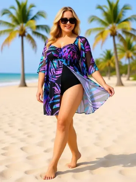 Купальник-платье слитный большой размер