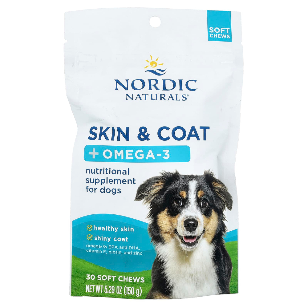 Nordic Naturals, омега-3 для кожи и шерсти, для собак, костный бульон, 30 жевательных таблеток, 150 г (5,29 унции)