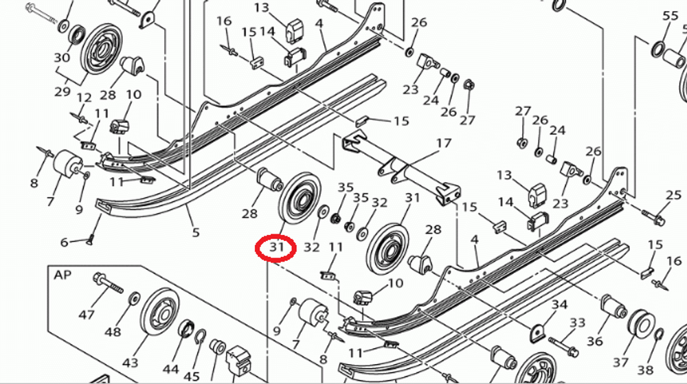Ролик трака Yamaha VK540 2015-2016 г.в. (8KA473100000)