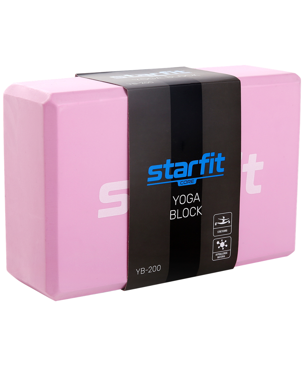 Блок для йоги YB-200 EVA, розовый пастель