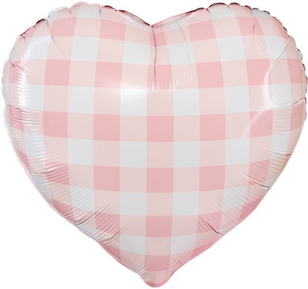 Сердце с принтом "Розовое в белую клеточку"