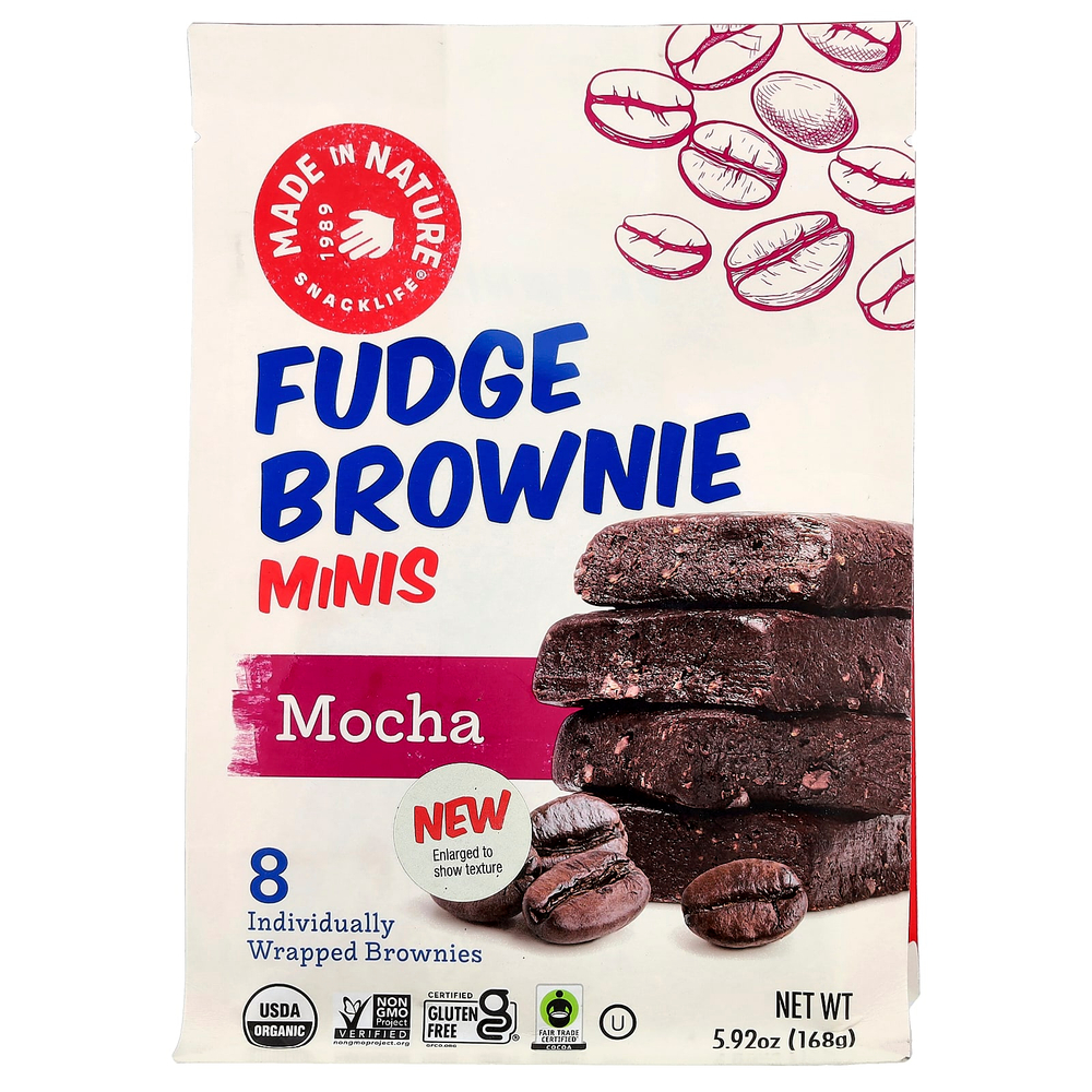 Made in Nature, брауни с помадкой, со вкусом мокко, 8 брауни в индивидуальной упаковке, 168 г (5,92 унции)