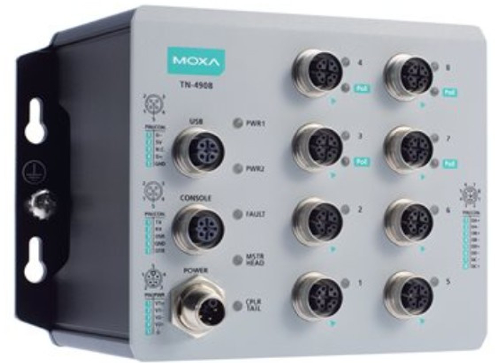 Коммутатор управляемый MOXA TN-4908-ETBN-4GTX-4GTXBP-WV-CT-T
