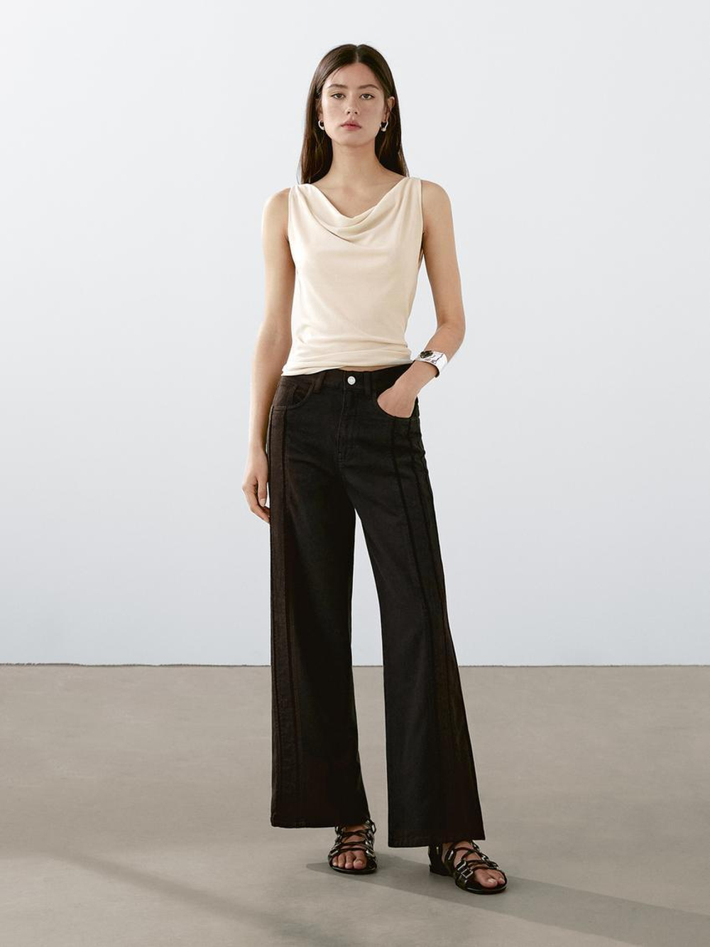 Massimo Dutti Топ без рукавов с драпированным вырезом, дымчатый