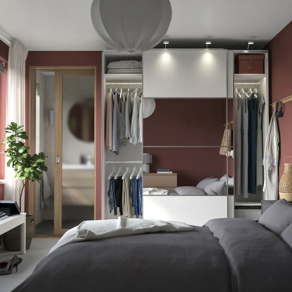Шкаф - PAX / MEHAMN/AULI  IKEA/ ПАКС / МЕХАМН/ АУЛИ   ИКЕА, 236х200  см, белый