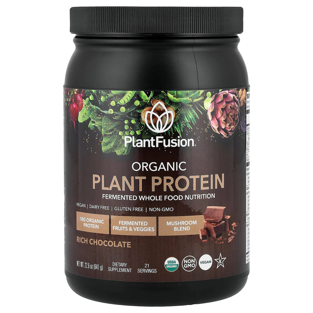 PlantFusion, Органический растительный протеин, насыщенный шоколад, 641 г (22,6 унции)