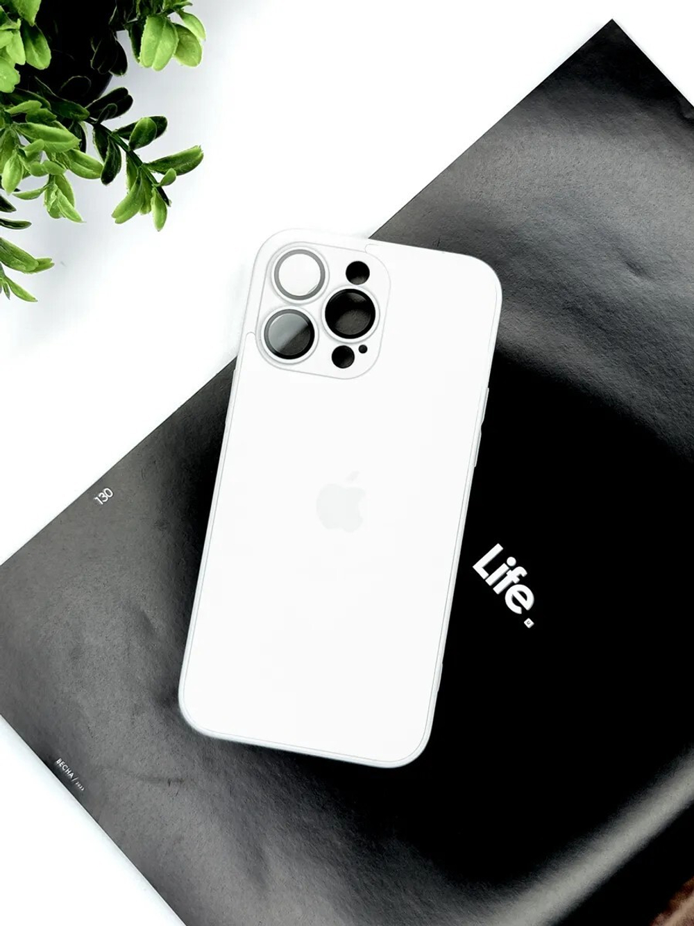 Чехол стеклянный с MagSafe, на iPhone 14 Pro Max, Silver