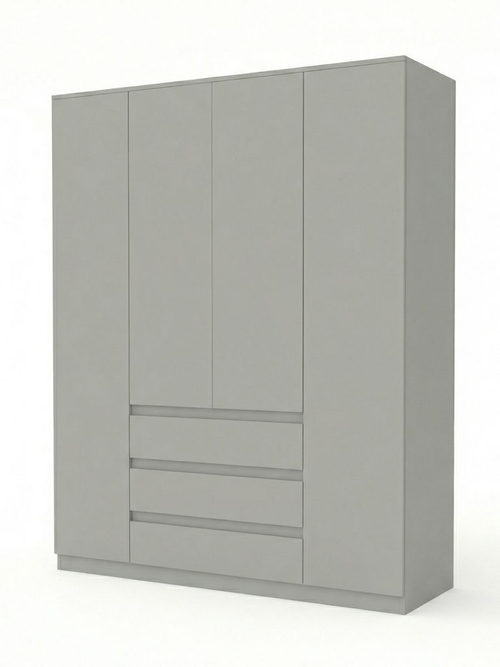 Шкаф 160х50х220, Марм, для одежды распашной 4 двери 3 ящика со штангой и полками, лунный камень, Dipriz